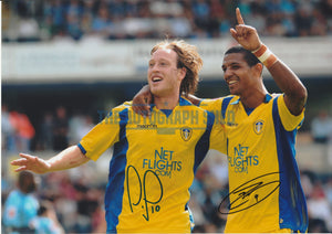 Jermaine Beckford Luciano Becchio Hand Signed Photo Leeds United COA Proof c