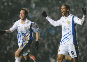 Jermaine Beckford Luciano Becchio Hand Signed Photo Leeds United COA Proof b