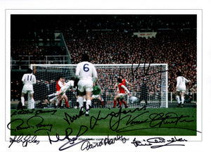 1972 FA Cup multi hand signed autographed photo Leeds United